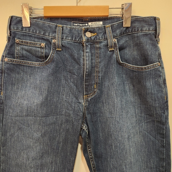 Carhartt Relaxed Fit Bootcut Rugged Flex Stretch Jeans - Mens Size 32x32 Blue - Picture 3 of 13